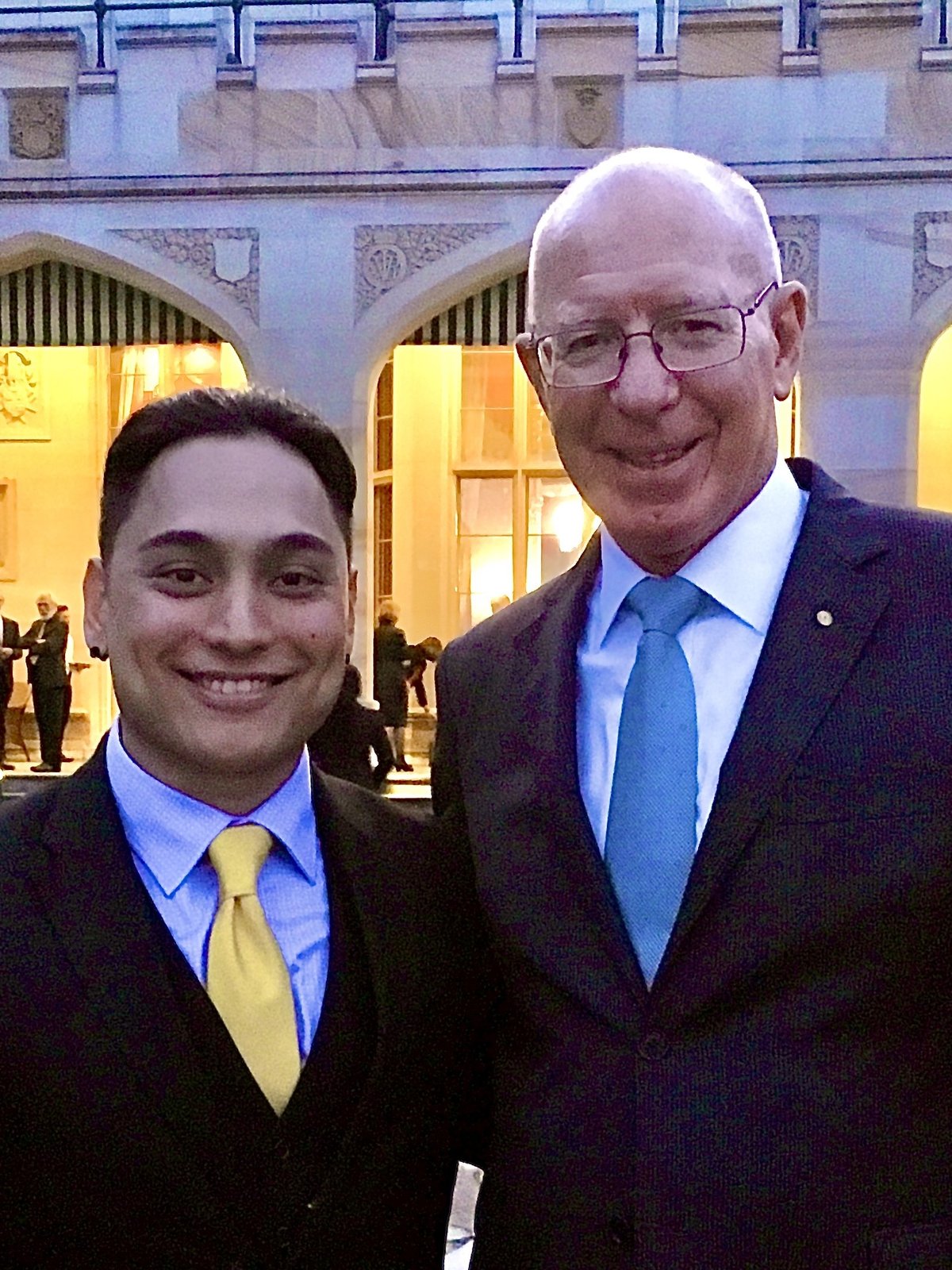 Giovan Bazan with Governor-General David Hurley